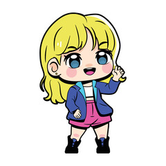 Vector Cute Character Girl Idol Kpop Cartoon Illustration Isolated