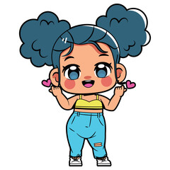 Vector Cute Girl Character Cartoon Illustration Isolated