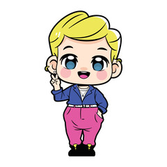 Vector Cute Boy Character Cartoon Illustration Isolated