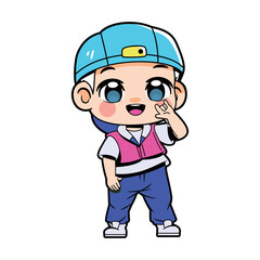 Vector Cute Boy Character Cartoon Illustration Isolated