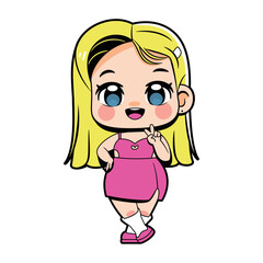 Obraz premium Vector Cute Girl Character Cartoon Illustration Isolated