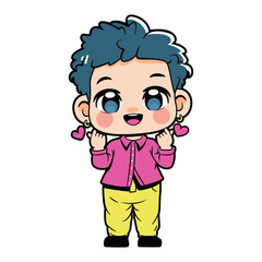 Vector Cute Boy Character Cartoon Illustration Isolated