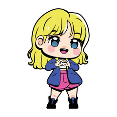 Vector Cute Character Girl Idol Kpop Cartoon Illustration Isolated
