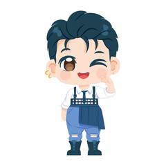 Vector Cute Character Boy Idol Kpop Cartoon Illustration Isolated