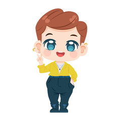 Vector Cute Boy Character Cartoon Illustration Isolated