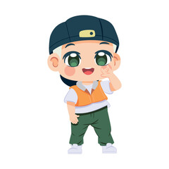 Vector Cute Boy Character Cartoon Illustration Isolated