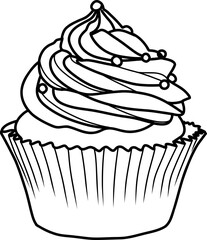 Cupcake outline hand drawn.