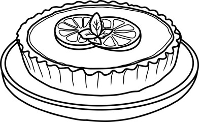 Lemon tart outline. Hand drawn.