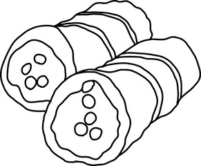 Cannoli outline hand drawn.