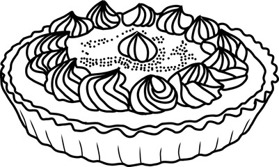 Banoffee pie outline hand drawn.