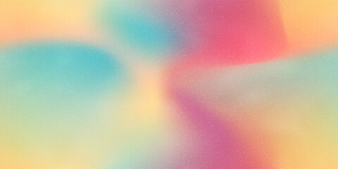 Bright gradient bg with noise as a seamless pattern. Orange, red, yellow and turquoise vector illustration with watercolor effect and paper texture. Blurred abstract background