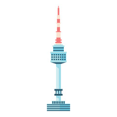 Vector N Seoul Tower Korea Cartoon Illustration Isolated