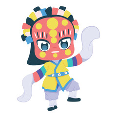Vector Korean Traditional Dance Hahotal Mask Cartoon Illustration Isolated