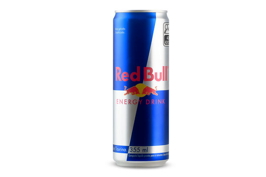 S&Atilde;O PAULO, BRAZIL - JUNE 08, 2024, RED BULL ENERGY DRINK LATA 355 ml