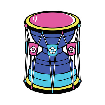 Vector Korean Traditional Musical Janggu drum Cartoon Illustration Isolated