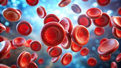 Red blood cells floating on blurred background with space for text, red blood cells, medical, health, science