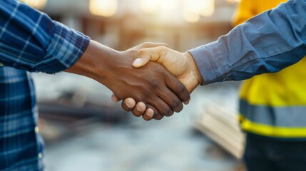 Two men shake hands in a business meeting