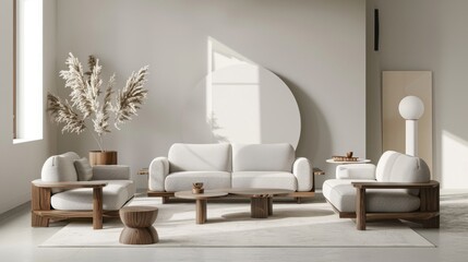 A modern living room setup with minimalist furniture on a white background with subtle paper texture, emphasizing clean design. --ar 16:9 --style raw Job ID: 5c4d13ad-6803-48a2-a94c-0a6fd058a01d