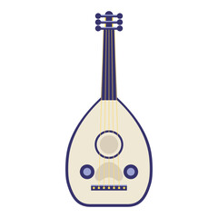 Vector Traditional Turkish Lute Oud Cartoon Illustration Isolated