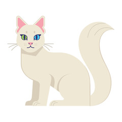 Vector Turkish Angora Cat Cartoon Illustration Isolated