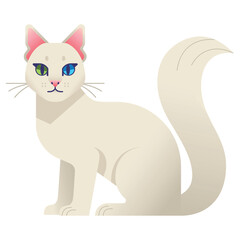 Vector Turkish Angora Cat Cartoon Illustration Isolated
