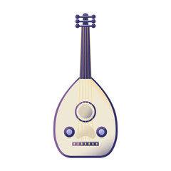 Vector Traditional Turkish Lute Oud Cartoon Illustration Isolated