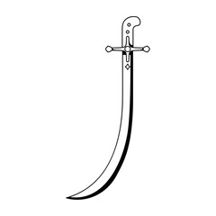 Vector Traditional Turkish Sword Cartoon Illustration Isolated