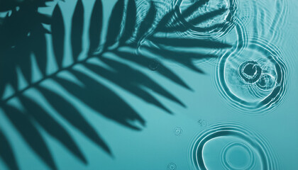 Top view of tropical leaf shadow on water surface. Transparent Overlay of a Palm Leaf Silhouette, png