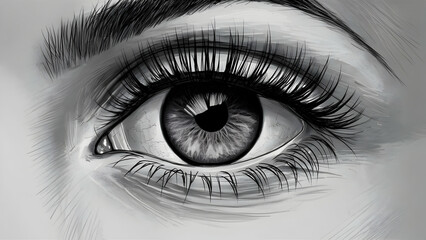 Obraz premium Eyelash and Iris Symphony A Detailed Illustration of an Eye