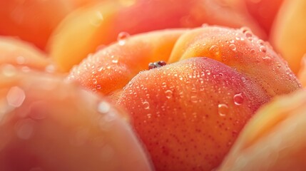 Dewy Peaches Close-Up with Vivid Detail