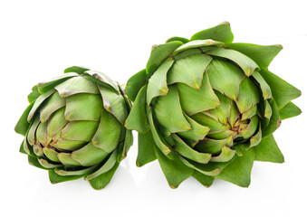 Obraz premium Fresh Artichokes isolated on white background closeup