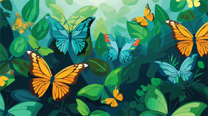 vector background with multicolored butterflies and