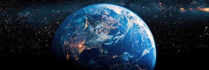 Obraz premium Planet Earth Floating in the Vast Universe Surrounded by Stars