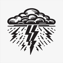 Thunderstorm liner vector silhouette illustration