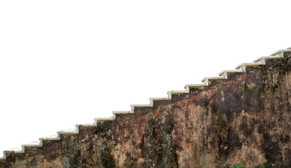 Stairs of an old building isolated on white