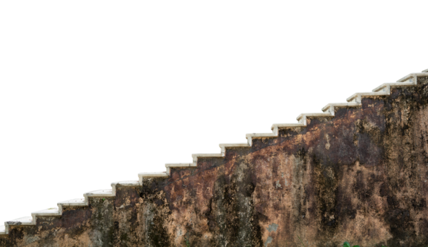 Stairs of an old building isolated on white