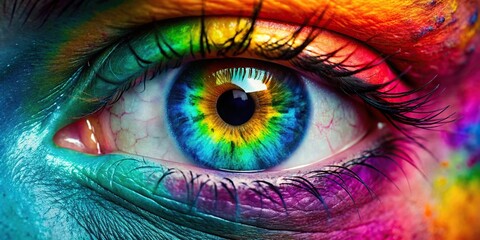 Closeup of a vibrant, ink-colored human eye , eye, colorful, closeup, beauty, macro, iris, pupil, vision, sight, focus