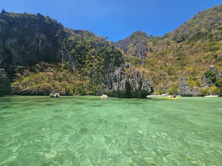 Clear water and beautiful landscape of lagoon located in Palawan in the Philippines