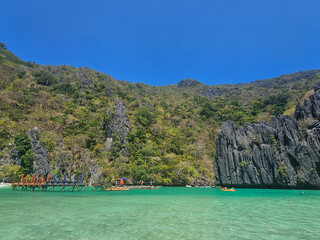 Clear water and beautiful landscape of lagoon located in Palawan in the Philippines