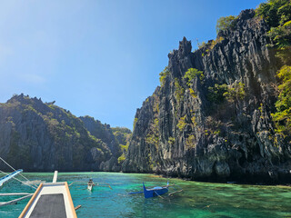 Clear water and beautiful landscape of lagoon located in Palawan in the Philippines