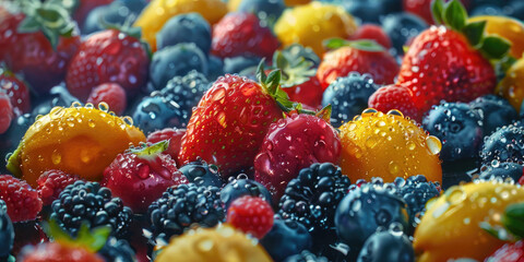 Close-up of fresh fruit with drops