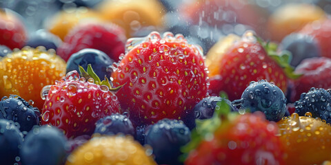 Close-up of fresh fruit with drops