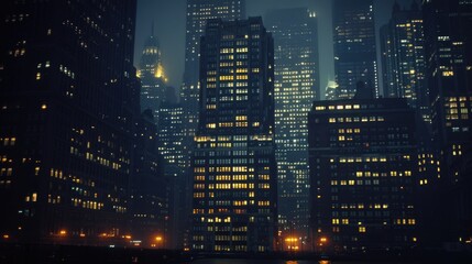 Mysterious New York City Street at Night