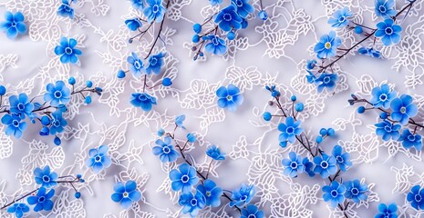 Blue flowers on a white background.