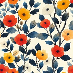 floral pattern, seamless tile, vintage style