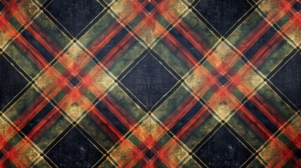 Develop a classic tartan plaid pattern with bold, intersecting lines and traditional colors