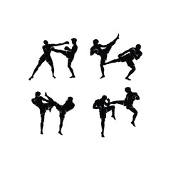 Kick Boxing Silhouette Logo Vector