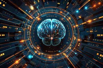 Fototapeta premium Digital Brain Network, Futuristic AI Concept, Advanced Technology in Neural Networks