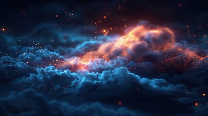 Fototapeta premium Illustration modern cloud technology. Integrated digital web concept background