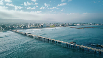 Obraz premium Aerial shot of a bustling freeway with streams of traffic